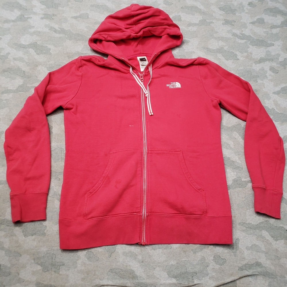 The North Face Sweatshirt Womens Large Red Full Zip Fleece Activewear Hoodie
